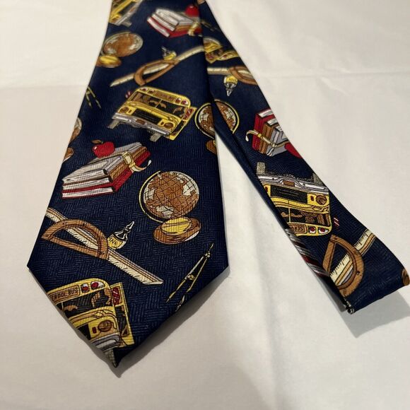 EMPIRE High Fashion School Teacher Tie Blue 58" X 3 3/4" Classroom Books Apple - Picture 15 of 16